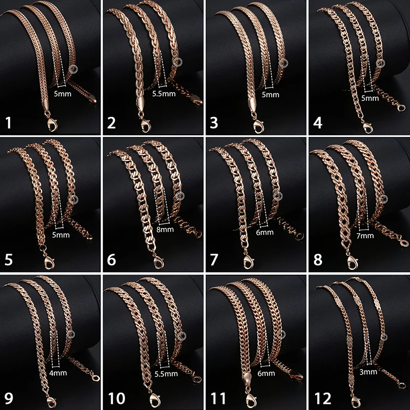 Rose Gold Necklace 585 Women Men's 50/60cm Foxtail Curb Weaving