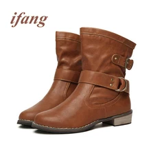 ifang Fashion Women Boots Autumn Winter Martin Ankle vintage boots Women Shoes Woman Women’s Motorcycle Boots
