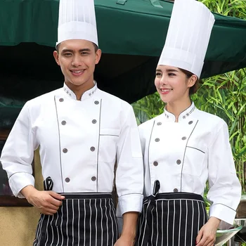 

(10set-Cap&Shirt&Apron)Hotel restaurant uniforms Clothes long-sleeve male cook suit pastry autumn and winter work wear suit