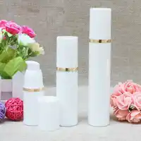 50ml White Airless Vacuum Pump Lotion Bottle With Gold Line Used For Cosmetic Container Refillable Bottles 100pcs/lot
