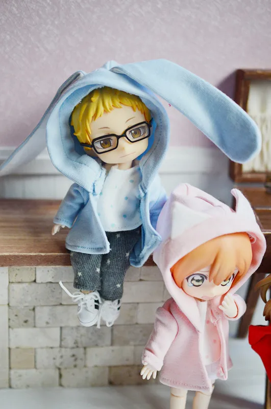 

New [Doll Animal Coat] OB11 Coat With Rabbit ear obitsu11 Coat with Cat ear Ob11 Clothes (Fit Ob11,obitsu11,Mini Salon,cu-poche)