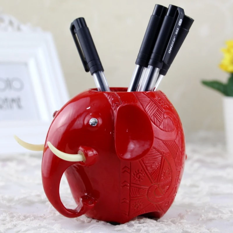 Auspicious Elephant Pen Holder Crafts Creative Resin Decoration