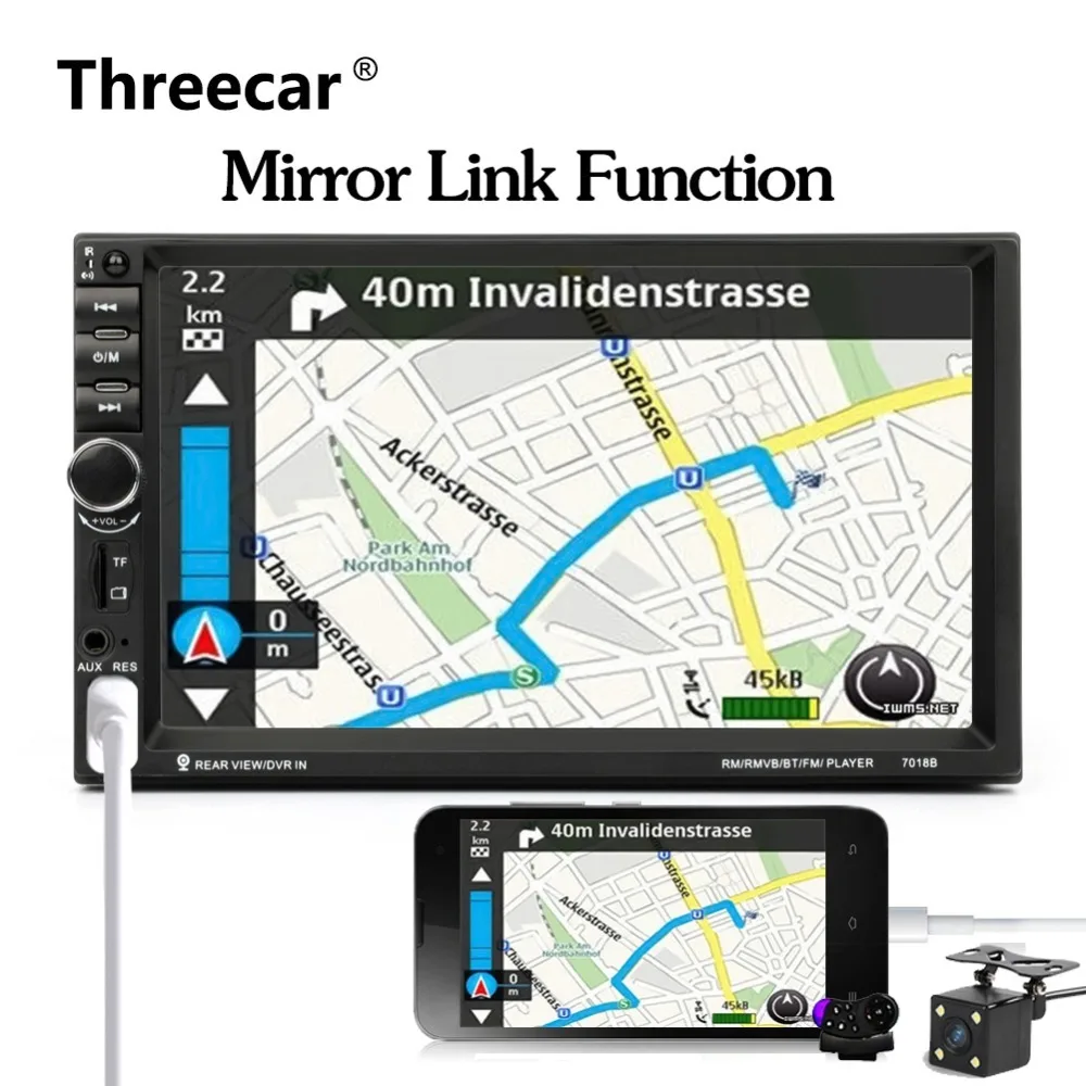 Mirror Link Phone 7018B Autoradio 2 Din 7 LCD Touch Screen Car Radio Player Bluetooth Car