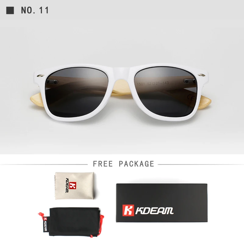 KDEAM классические бамбуковые солнцезащитные очки для мужчин 54 мм линзы устойчивые деревянные очки UV400 удобные очки с фирменной коробкой KD501 CE - Цвет линз: C11