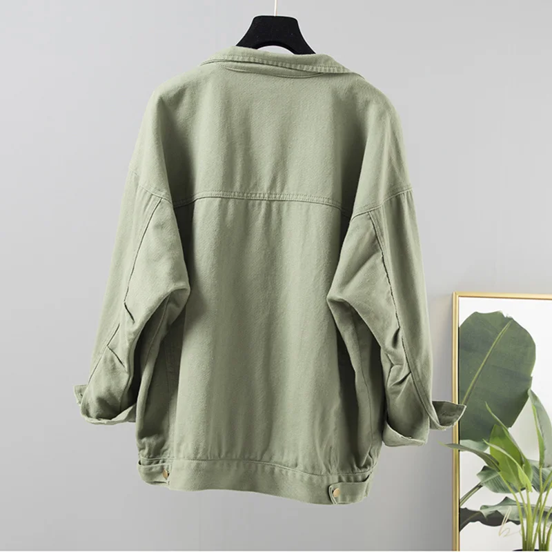 buy  Denim Jacket Korean Female Jacket Classic Light pink Denim Coat Relaxed Fit Tops Long Sleeve Jean O
