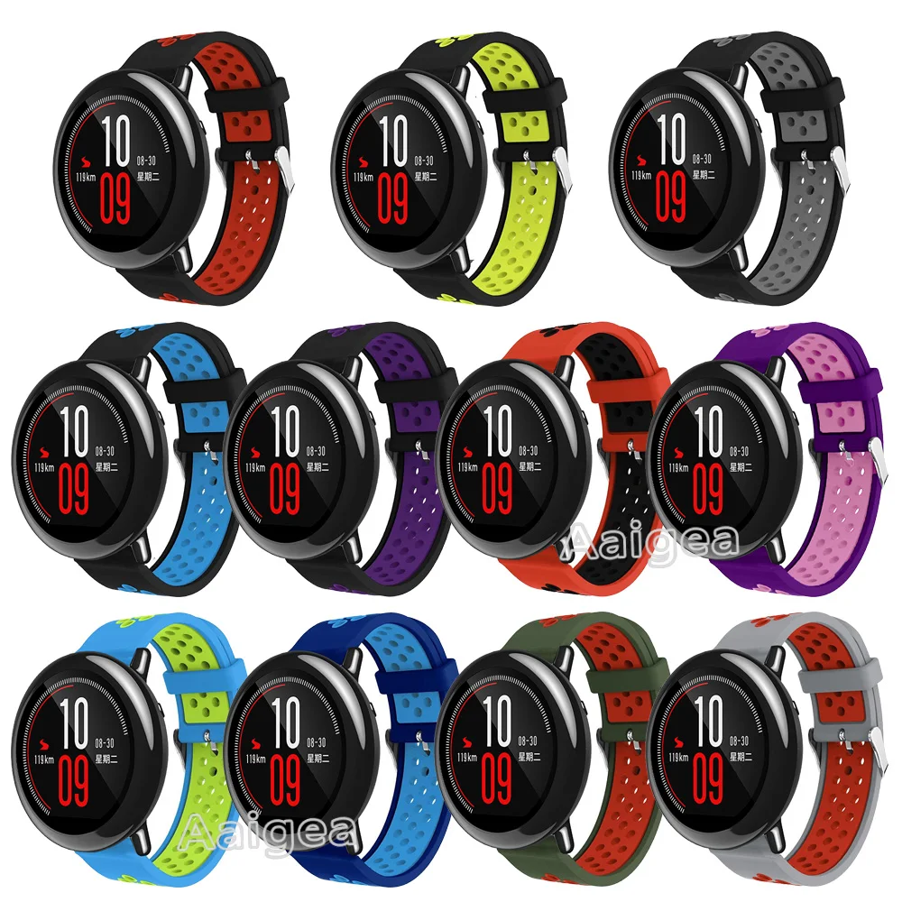 

Fashion 22mm Sport Silicone Band Strap for Xiaomi Huami Amazfit PACE Smart Watch Buckle Wristband Replacement strap Men Women