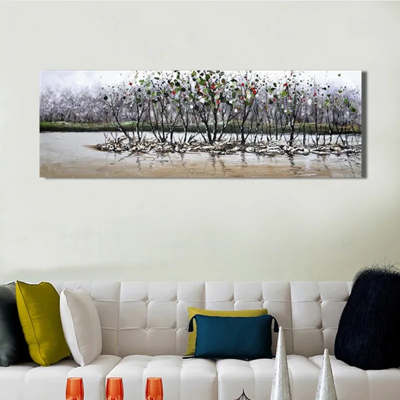 

Free Shipping Handpainted Modern Abstract Pictures Forest Scenery Oil Painting on Canvas Abstract Wall Art for Home Decor