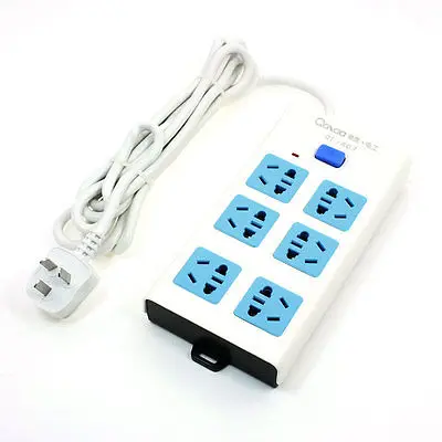 

9.2Ft Cable AC 220V 10A Overload Protection 6 Outlet Power Strip Splitter