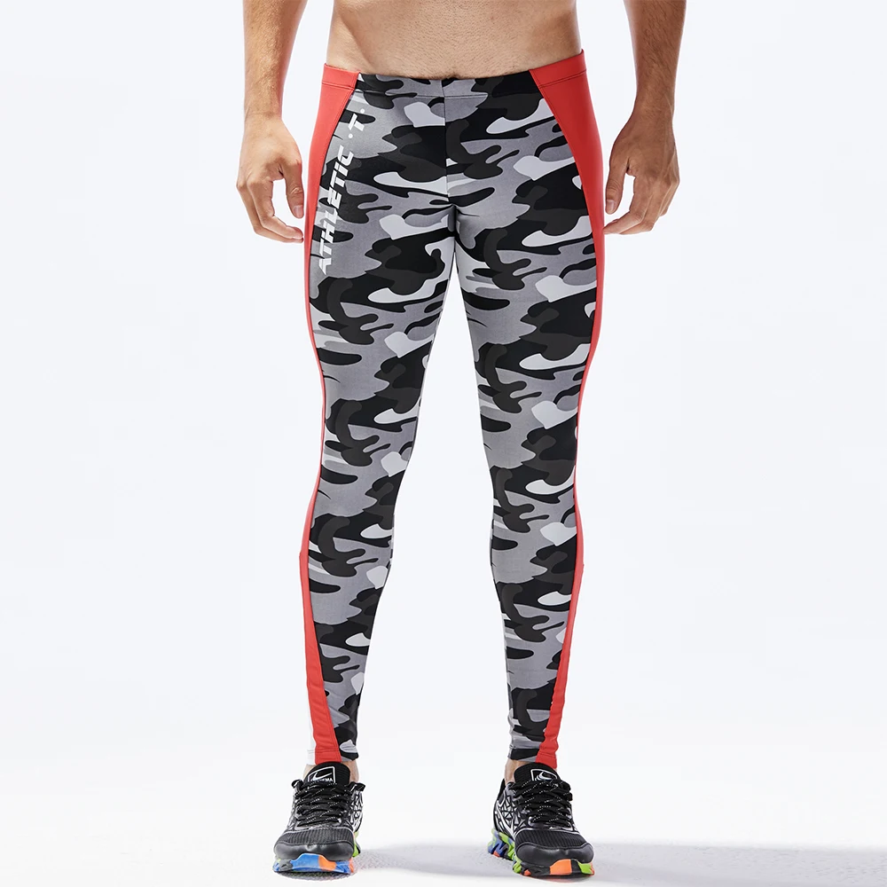 Newest Man Elastic Waist Running Pants Men Full Length Running Tights Training Sports Leggings Camouflage Print Tights for Men