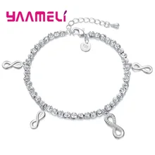 Привлекательный Специальный цифровой "8" кулон Блестящий Браслет из стерлингового серебра 925 пробы для женщин дамы подарок Bijoux