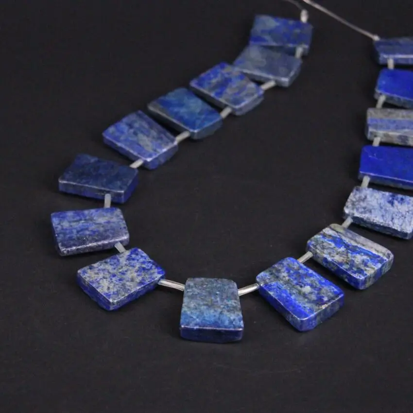 

Approx16PCS/strand Natural Lapis Lazuli Top Drilled Trapezoid Slab Slice Loose Beads,Gems Stone Nugget Pendants Jewelry Making