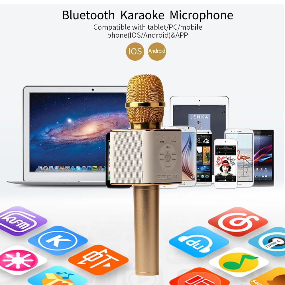 Петь 04 беспроводной микрофон для караоке с поддержкой Bluetooth Динамик 2-в-1 Ручной петь и Запись Портативный K ТВ плеер