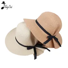 Модная летняя женская соломенная шляпа большой широкий пляжный навес шляпа складная Защита от солнца УФ-излучения защита Панама шляпа