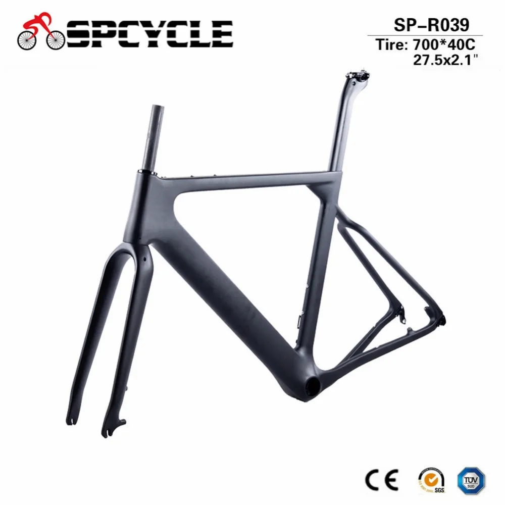 

Spcycle 2019 New Carbon Road Bike Disc Brake Frame 700C Cyclocross Gravel Bicycle Frame Compatible 700*40C And 27.5*2.1 Tire