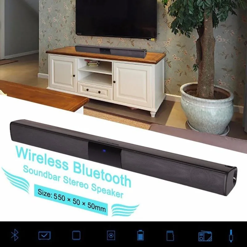 Домашний дизайн беспроводной Bluetooth Саундбар Стерео Динамик ТВ домашний кинотеатр TF USB звуковая панель(черный - Цвет: Black