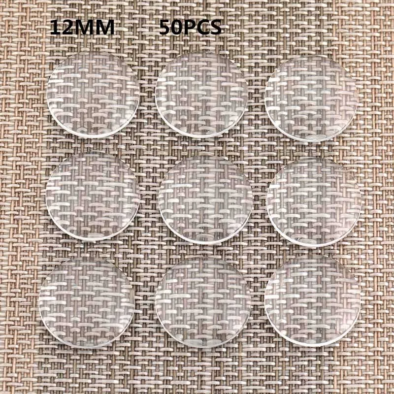 8 мм-35 мм круглый плоский прозрачный стеклянный кабошон с плоской задней частью для подвесного лотка, установка ювелирных изделий DIY, фотографии высокого качества, промотирование потери денег - Цвет: 12MM50PCS