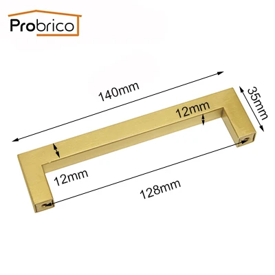 Probrico нержавеющий стальной шкаф с ящиками Тянет золотые латунные мебельные ручки кухонный шкаф фурнитура для ванной комнаты дверные ручки тянет