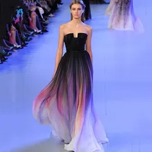 New Gradient Colorful Sexy A Line Chiffon Prom font b Dress b font Sleeveless Evening font
