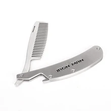 Портативный 1 шт. гребень для волос из нержавеющей стали, расческа для бороды, портативная дорожная борода, придающая форму щеточка, укладка бороды, расческа, триммер для волос для лица