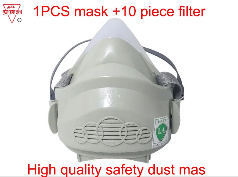 

ASL Silica gel dust mask 1PCS mask +10 piece filter cotton Soft and comfortable Breathe smoothly industrial safety dust mask