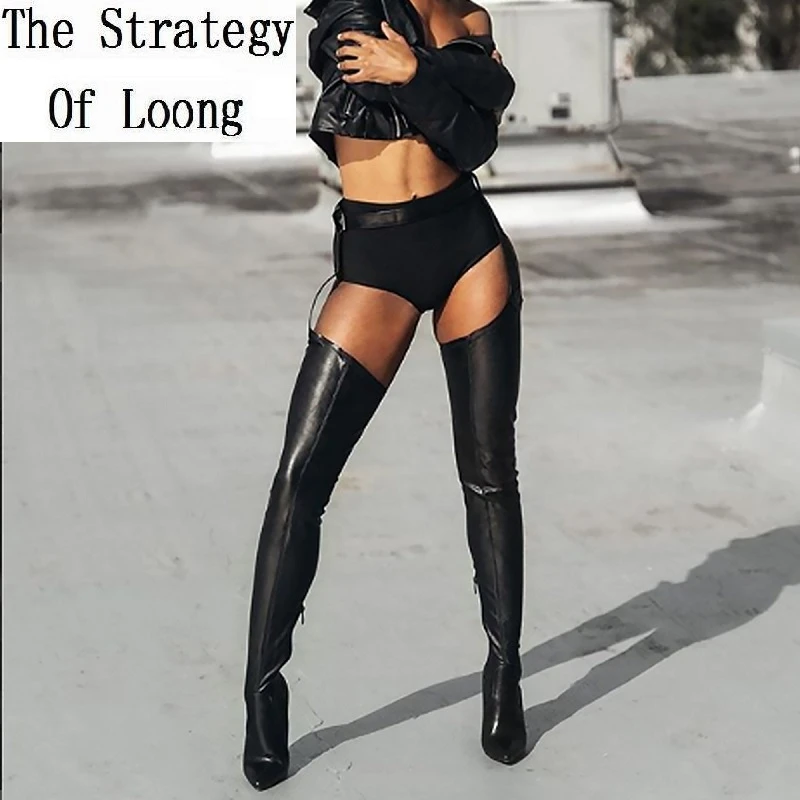 over the knee waist belt high heels