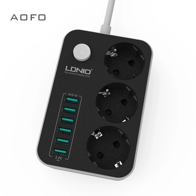 Сетевой фильтр AOFO 3 Outlet Защита от перенапряжения силовая полоса с USB зарядкой 6