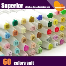 Высококачественная Перманентная ручка-маркер на спиртовой основе 60 цветов с бесплатной сумкой от производителя