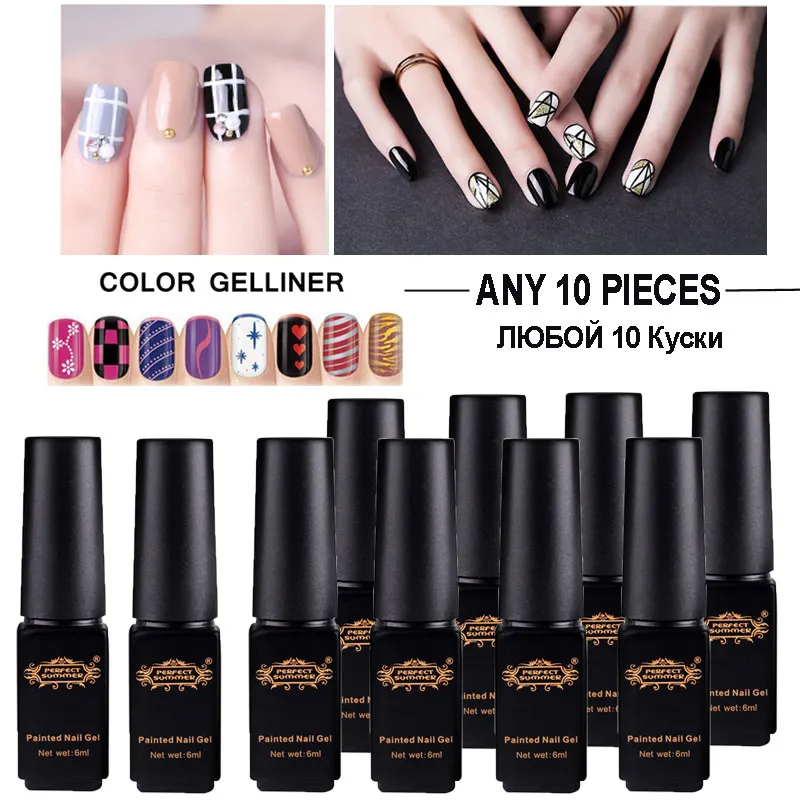 

Perfect Summer 10 Pcs Nail Gel Liner 24 Colors Gel Polish Dotting Drawing Pen Pull Tool DIY New Style Decorations Nail Art