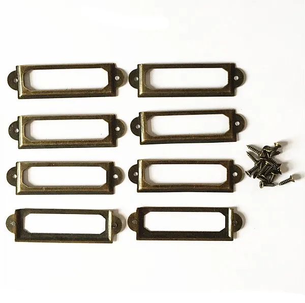 

60 * 17mm Mercantile Industrial Metal Label Holders Antique Bronze Name card Frame Holder Book Plate for Altered Assemblage