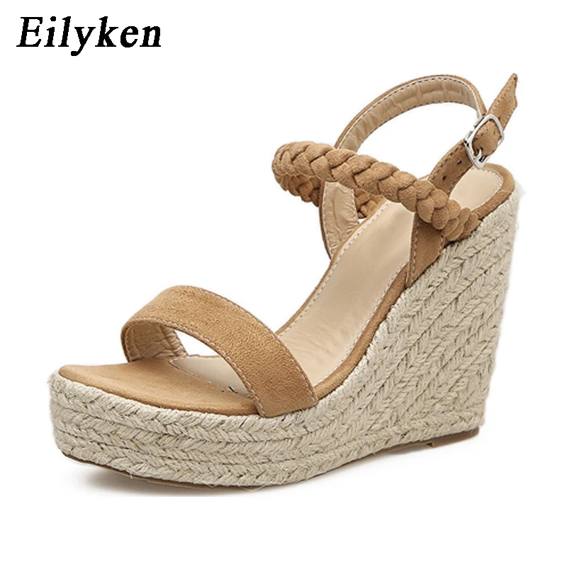 Eilyken مشبك حزام النساء الصنادل اليدوية الصيف عارضة مشبك أحذية 2019 أسافين عالية الكعب موجزة صنادل سيدات Eilyken مشبك حزام النساء الصنادل اليدوية الصيف عارضة مشبك أحذية 2019 أسافين عالية الكعب موجزة صنادل سيدات