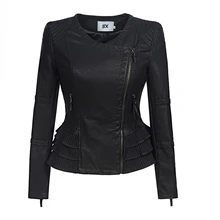 Весенняя модная женская мотоциклетная куртка из искусственной кожи, Женская Офисная уличная Черная куртка с длинным рукавом на осень и зиму