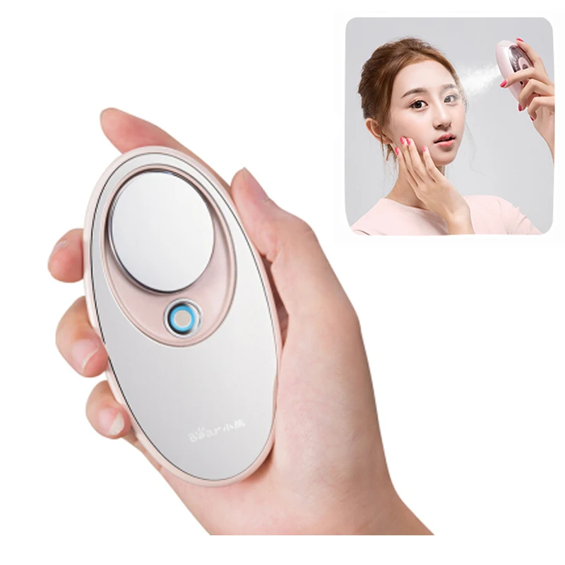 

15%JA109 Portable Mini 9ml 2W USB Rechargeable Portable Cold Mist Sprayer Moisturizer Facial Steamer with Mirror Skin Care Tool
