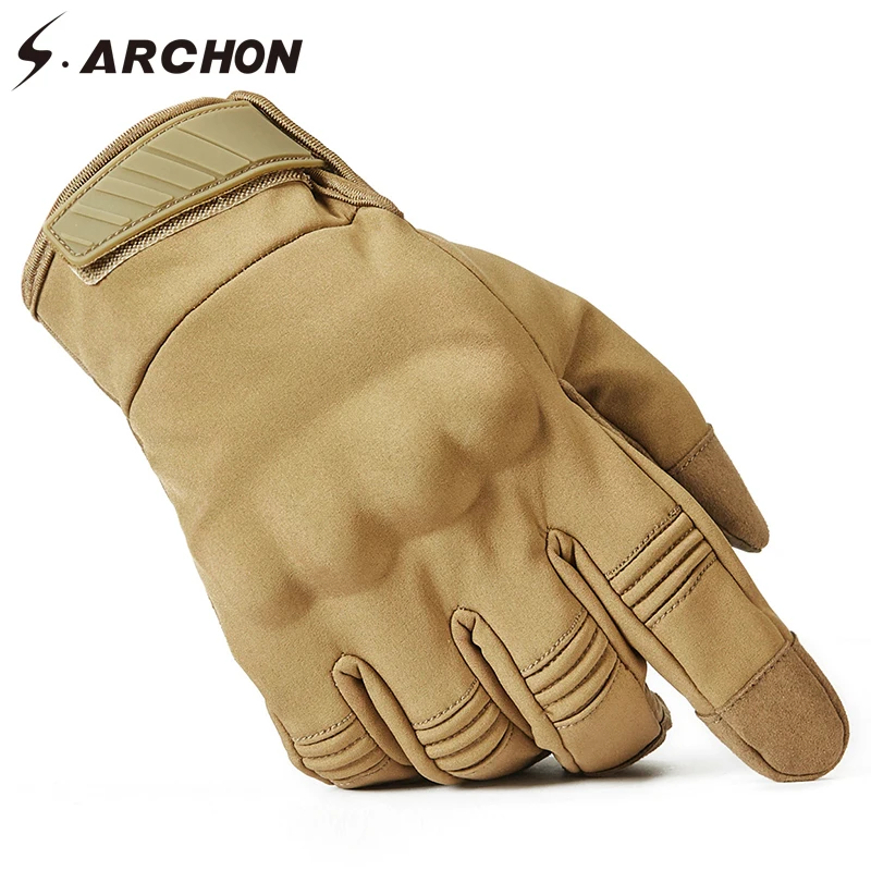 S. ARCHON зимние тактические камуфляжные перчатки мужские теплые полный палец военные камуфляжные варежки Пейнтбол страйкбол SWAT армейские боевые перчатки