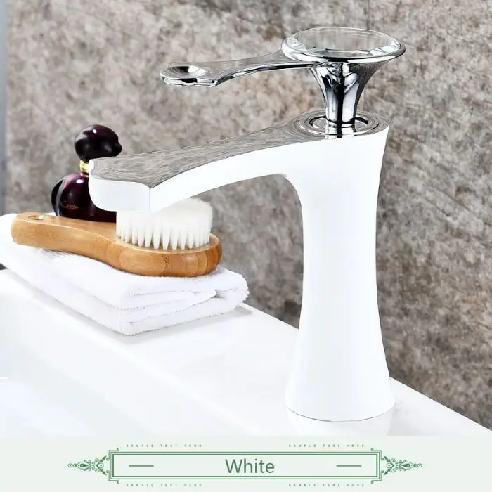White Chrome FLG смеситель для раковины, краны с одним отверстием, смесители для ванной комнаты, матовый никелевый кран для раковины, кран с алмазной ручкой, смеситель для воды - Цвет: White Chrome