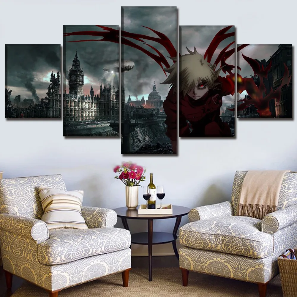 5 шт. аниме картина Hellsing холст постер декор для гостиной один комплект модульная