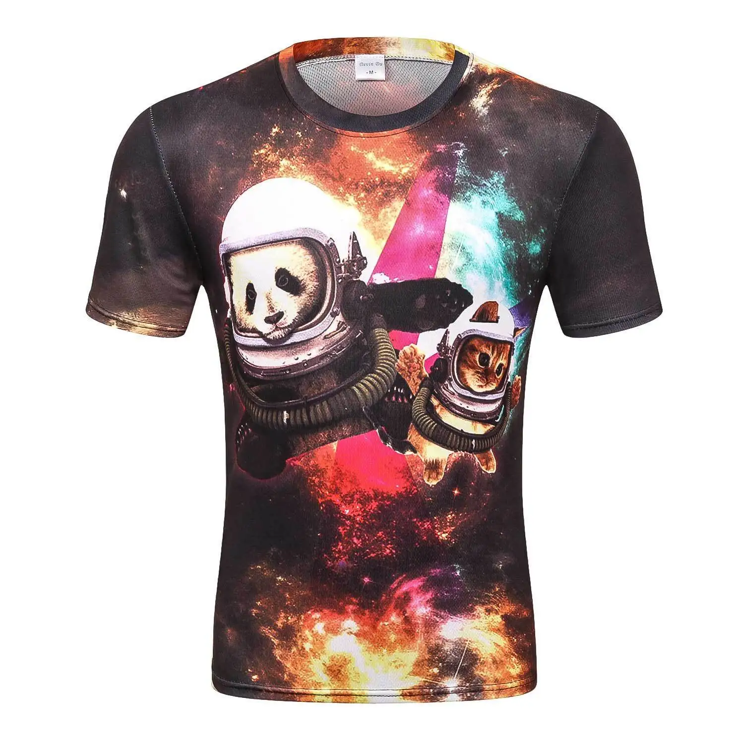 

Fashion European T Pity Man Starry Sky Cat Number Printing Short Sleeve Circle Lead T Pity Hot Sale T-shirt Short Sleeve Men