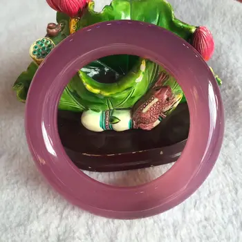 

Koraba Fine Jewelry China Art Jade Jewelry 100% Natural Beautiful Violet Agate Jade Bracelet 54-60mm Free Shipping