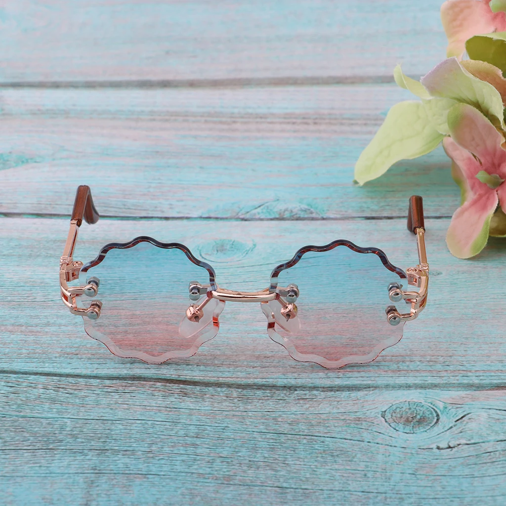 

12inch Fashion Doll Clothing Accessory Metal Frame Glasses Wave Lens Sunglasses For Monster High Doll Dress-up Blue Pink Lens