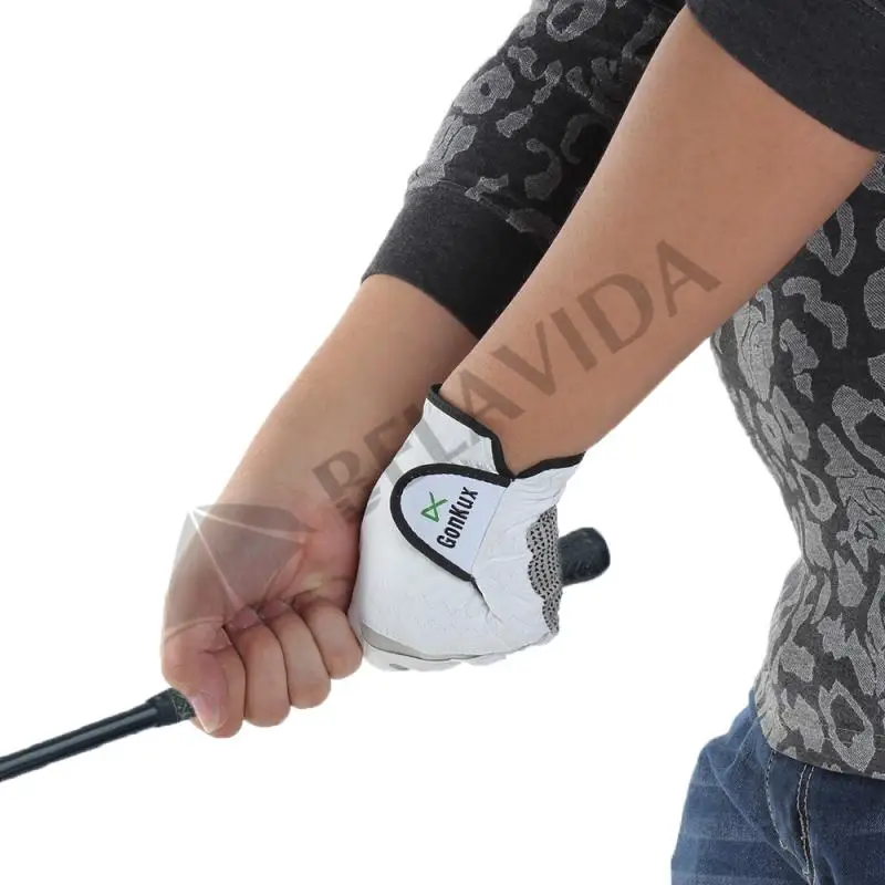 men golf glove wrist grip guide non slip white sheepskin left