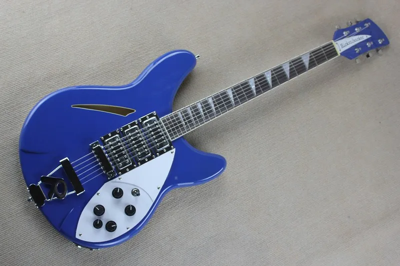 

Factory wholesale 3 pickups Rick 6 string Blue electric guitar with R Vibrato 14-11-11