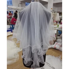 Слой 2 белый цвет слоновой кости карандаш края Локоть Длина Свадебные аксессуары; Фата с расческой свадебная фата