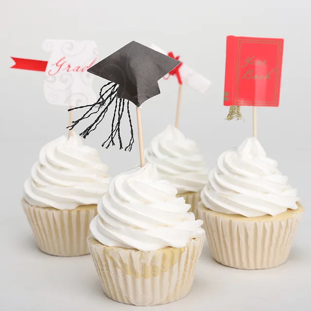 24pcs Graduation Cupcake Graduation Hat Cup Cake Muffin Paper