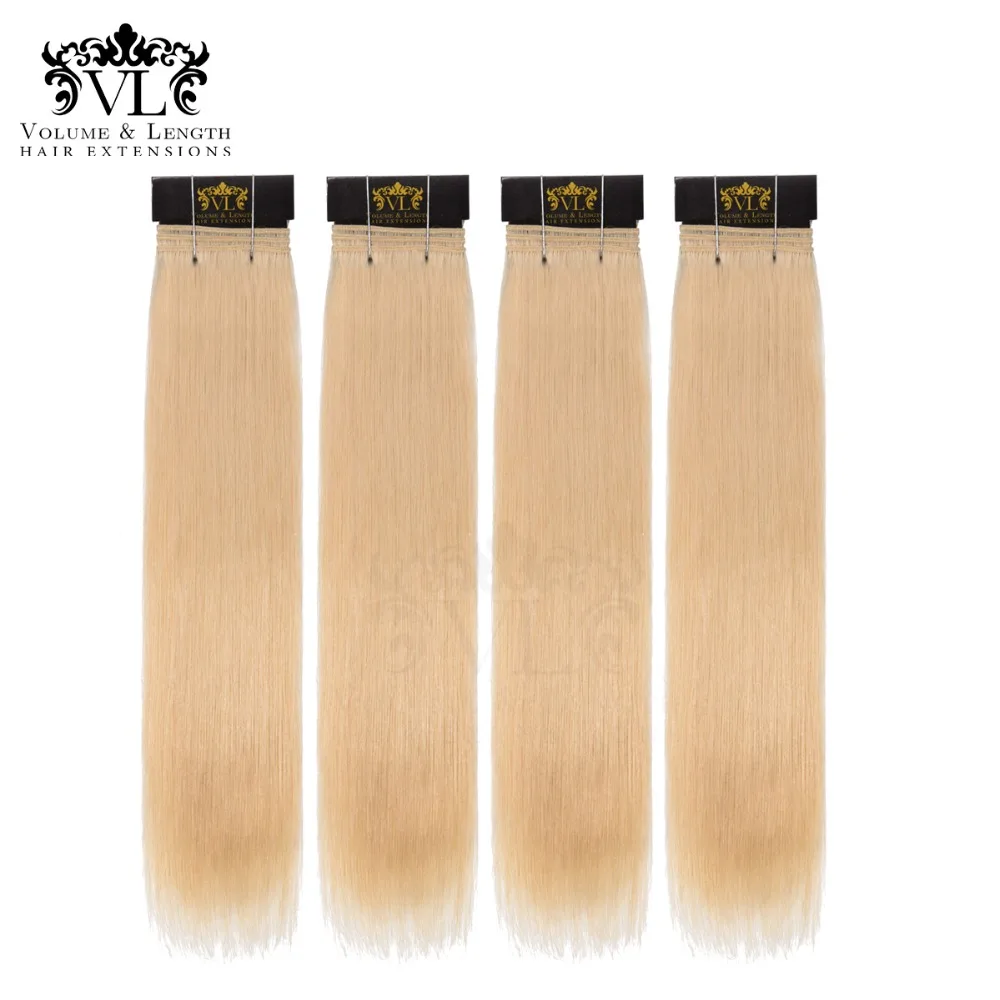 

VL 4 Bundles Straight Hair Lightest Blonde Hair Weave 100% Remy Hair Extensions Straight Human Hair With Free Shipping #613