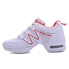 Maultby Women White Red Dance Shoes Jazz Hip Hop Shoes Salsa Sneakers for Woman Platform Dancing Ladies Shoes #DS4024W