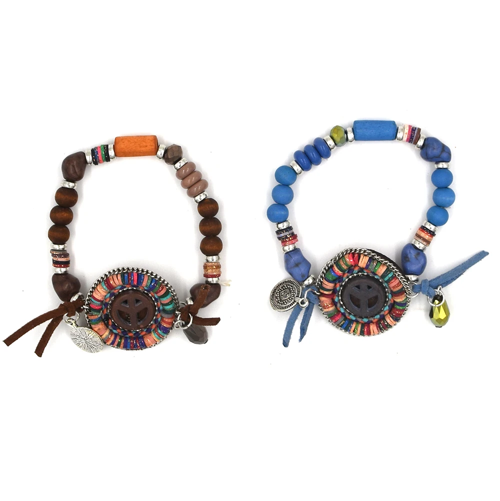 Handmade Bohemia jewelry friendship bracelets tassel charm bracelets Peace Symbol Beads Bracelets