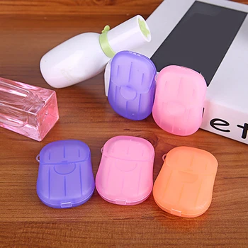 

New 20pcs Outdoor Travel Soap Scented Slice Sheets Paper Washing Hand Bath Clean Wash Care With Case For Camping Hiking