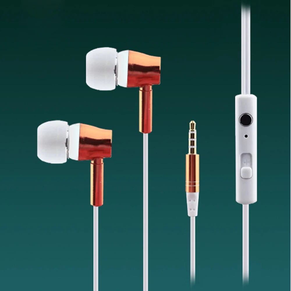 

qijiagu Metal wire control earphone with mic android mobile phone universal bel heavy bass earplug manufacturers wholesale
