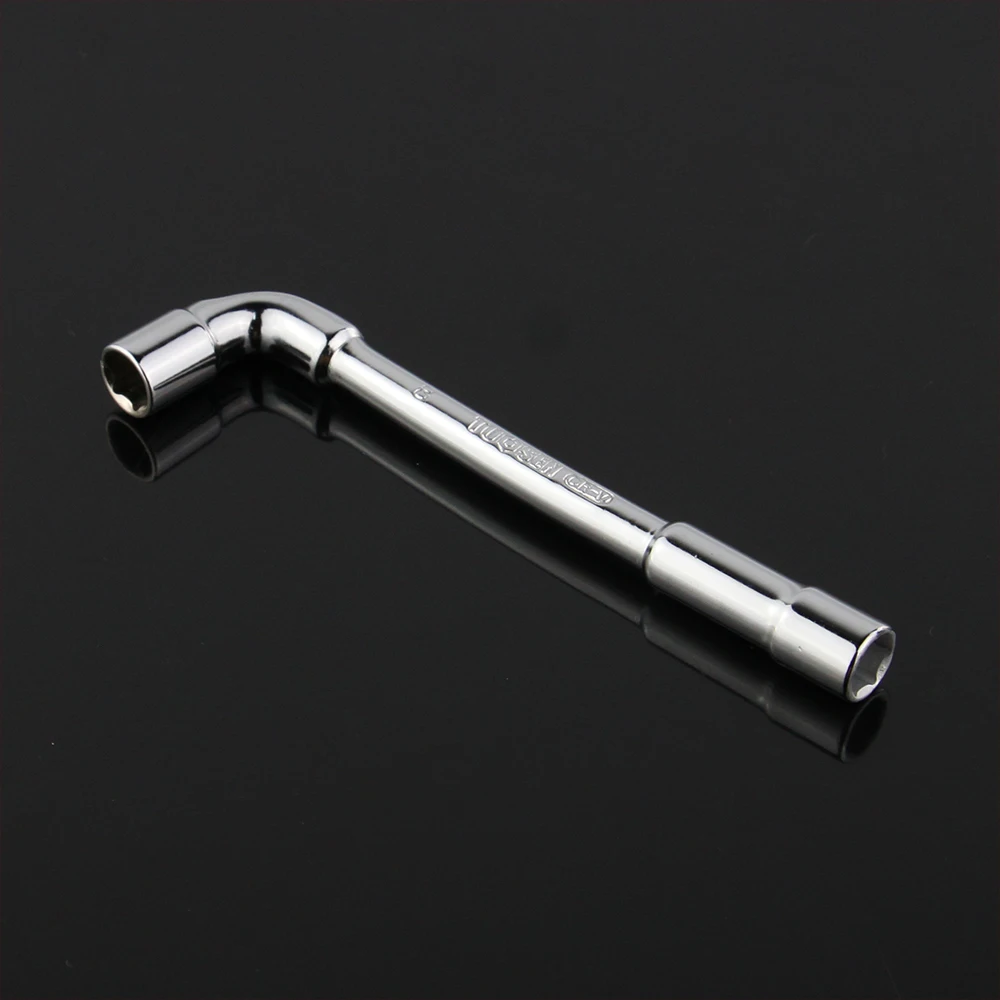 8mm L type angled socket wrench spanner with thru hole, Chome vanadium