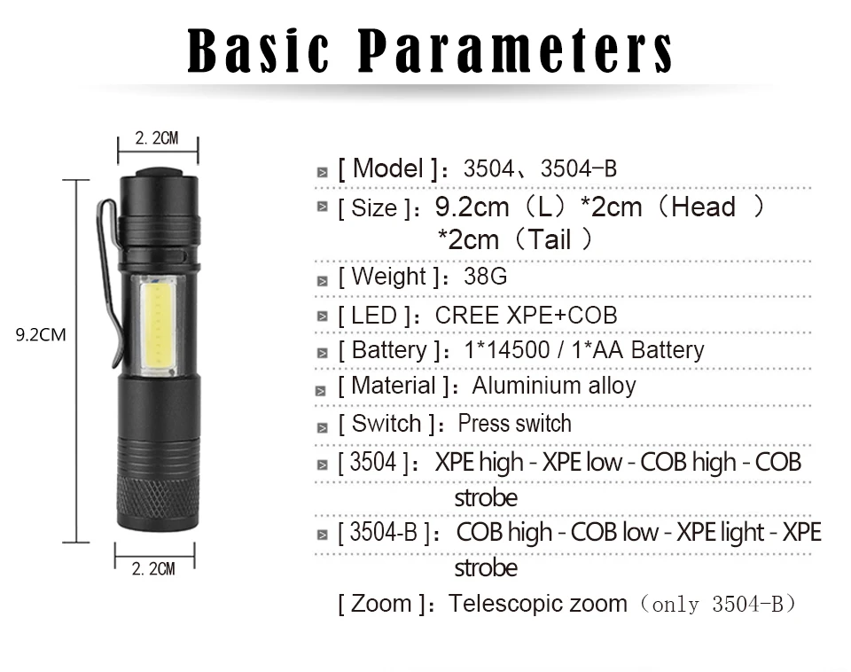 5 шт. 4000LUMS флэш-светильник COB рабочий светильник водонепроницаемый Linterna перезаряжаемый Lanterna от 14500 или AA батареи с зажимом для ручки