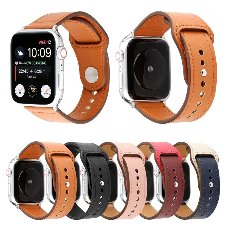 

Genuine leather loop strap for apple watch band 44mm 40mm 42mm 38mm watchband for iwatch 4/3/2/1 watch bracelet accessories